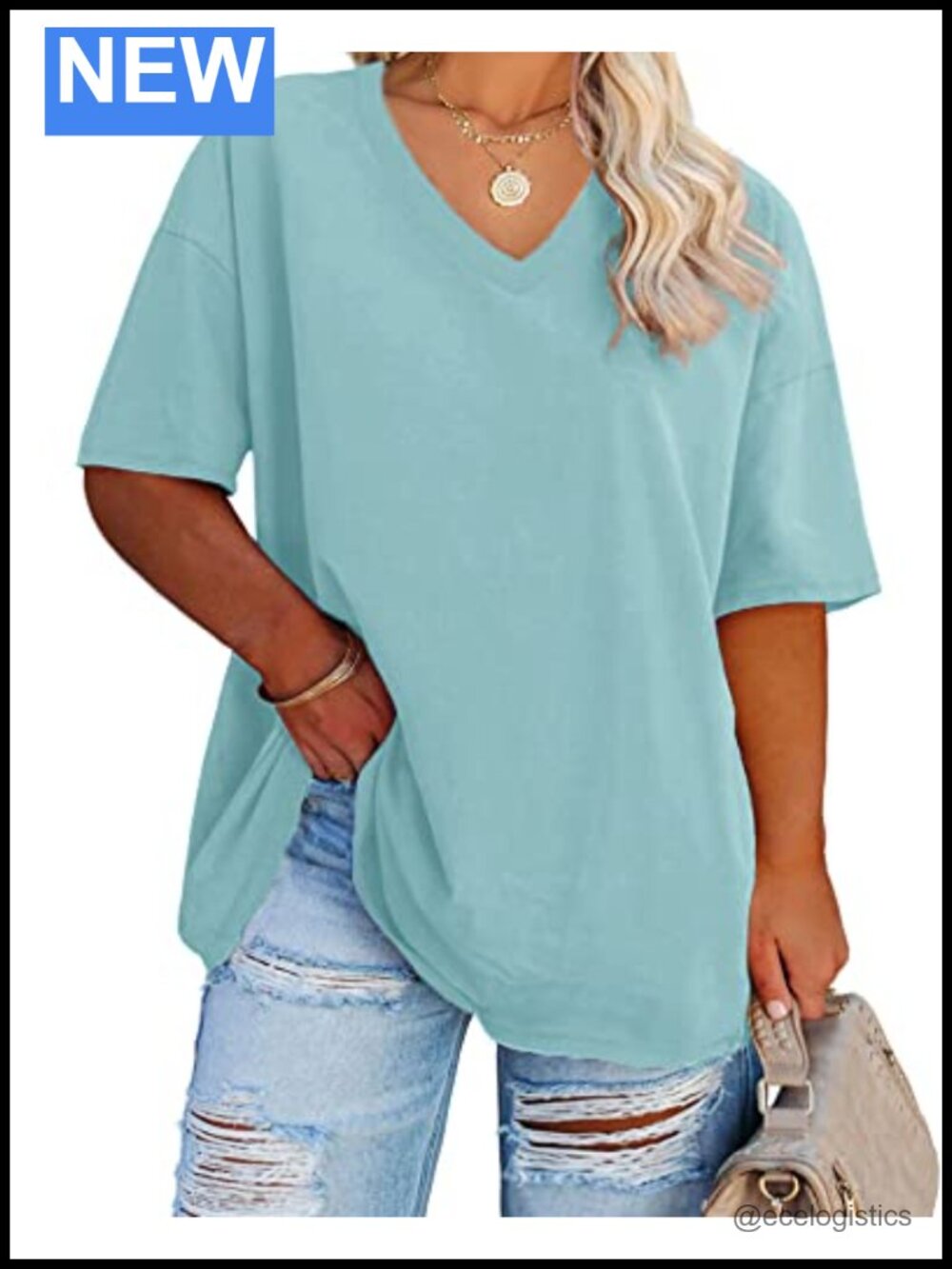 Women's Plus Size V Neck T Shirts Half Sleeve Cotton Tunic Tops Loose Fit Tees